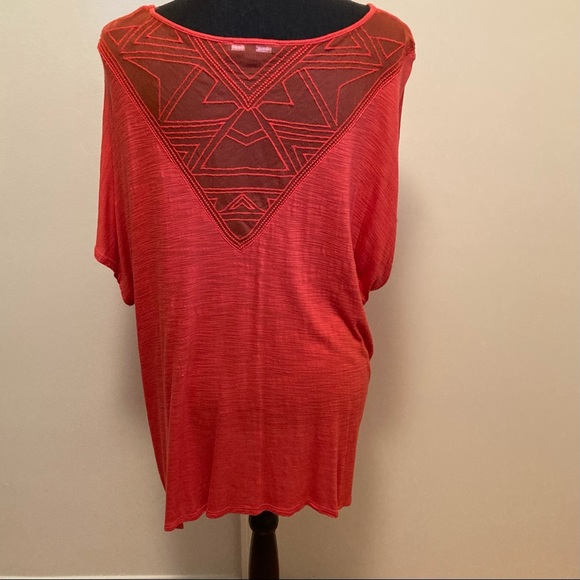 Cable & Gauge Plus Size Tunic Top Sheer Mesh Lace Back Panel Size 1X - Picture 6 of 9